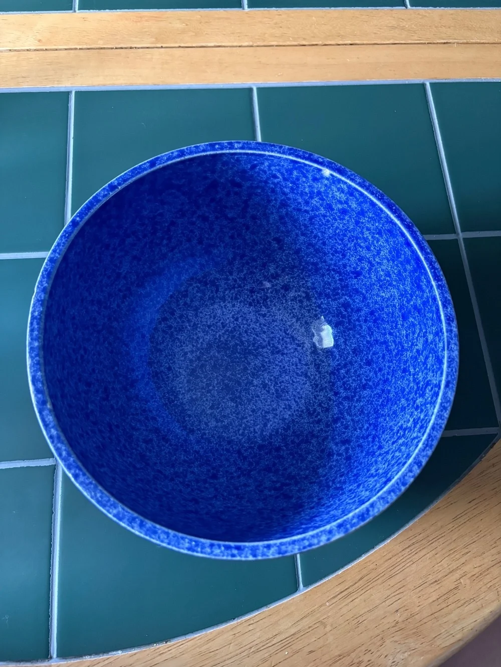 Vintage EuroCeramica Coche Blue Sponge Glaze Stoneware Serving Bowl Portugal